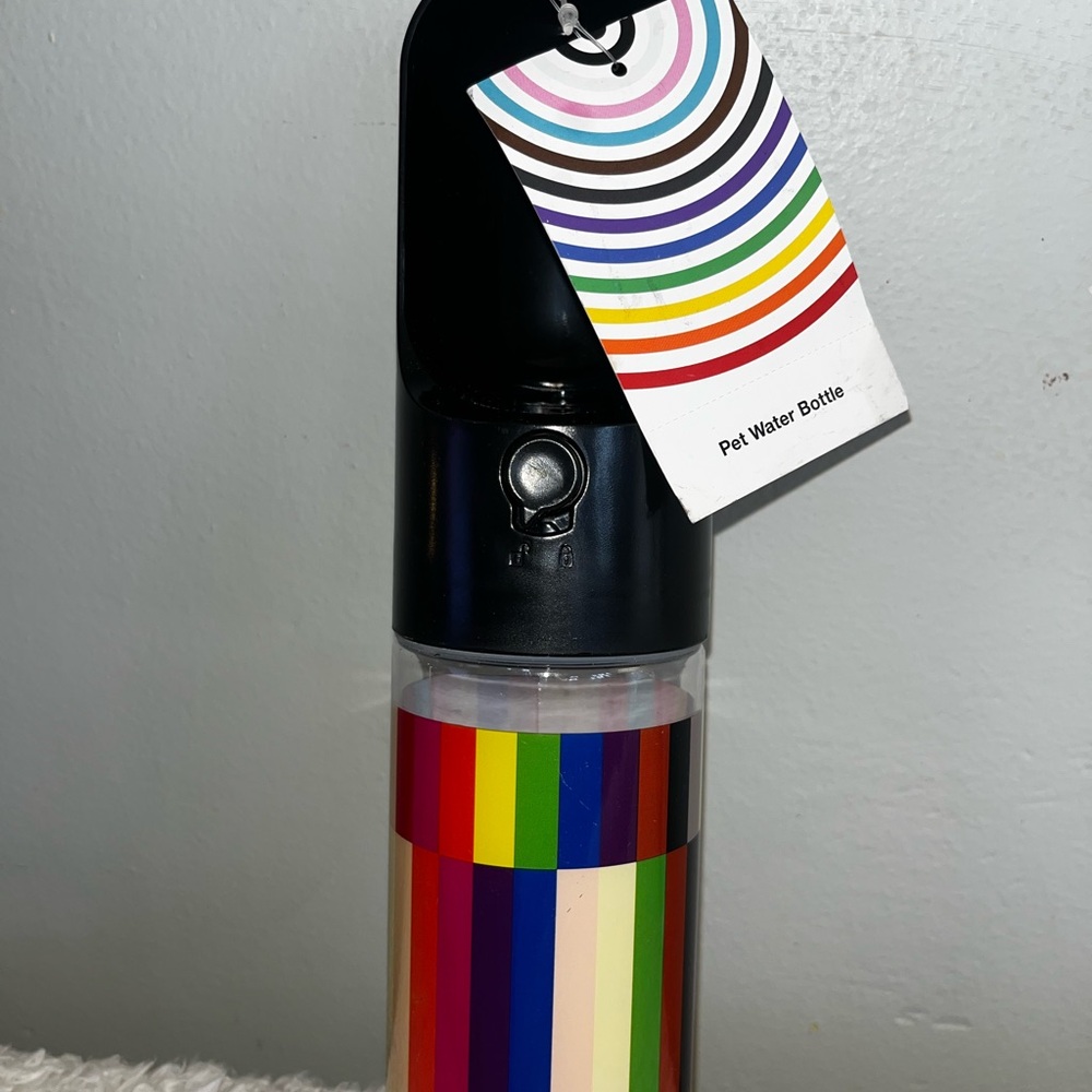 Rainbow Stripe Portable Pet Water / Treat dispenser.